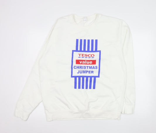 Mens UK Size L Just Hoods White Pullover Sweatshirt