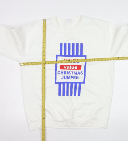 Mens UK Size L Just Hoods White Pullover Sweatshirt