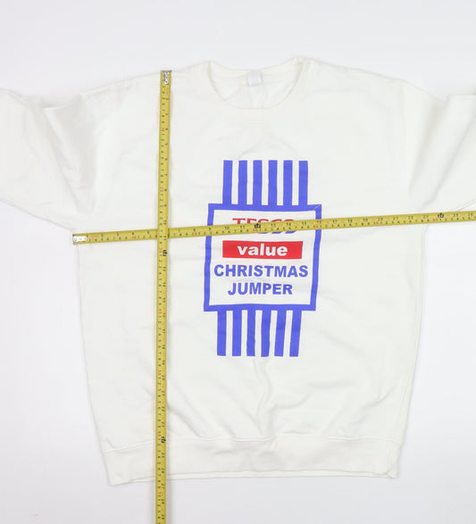 Mens UK Size L Just Hoods White Pullover Sweatshirt