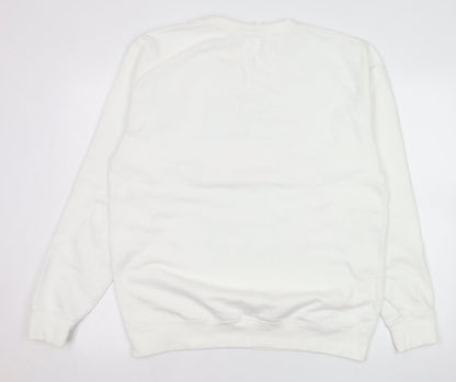 Mens UK Size L Just Hoods White Pullover Sweatshirt