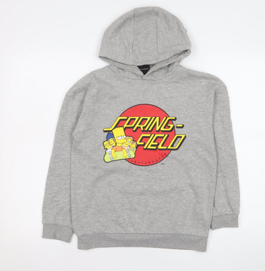 Primark Boys Grey Hoodie 10-11 Years The Simpsons Springfield Graphic Pullover