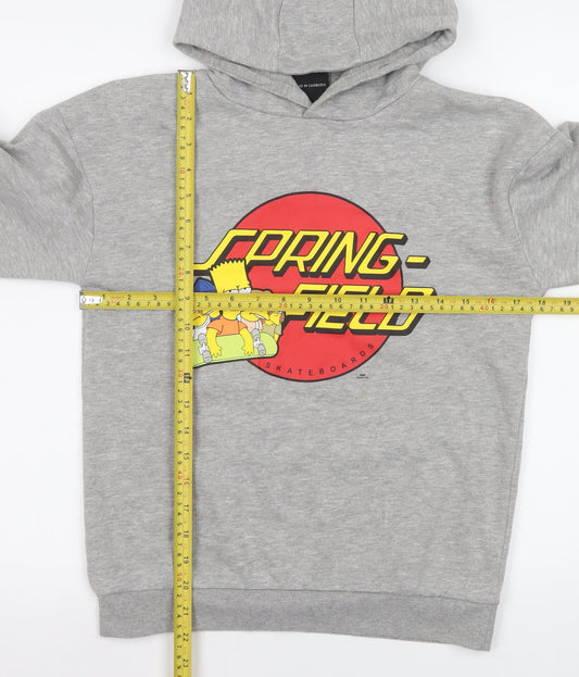 Primark Boys Grey Hoodie 10-11 Years The Simpsons Springfield Graphic Pullover