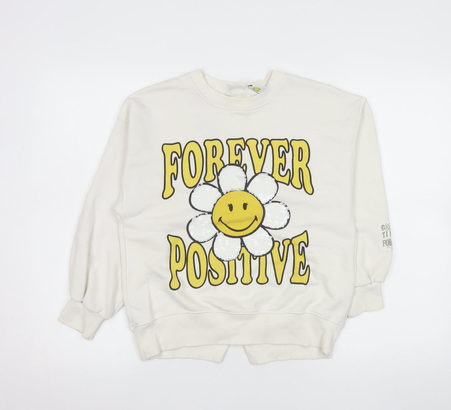 Teens UK Size 10 Zara White Pullover Sweatshirt