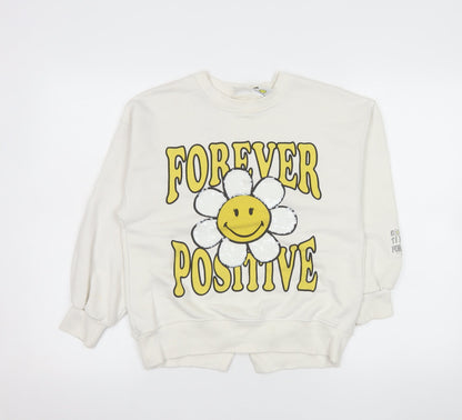 Teens UK Size 10 Zara White Pullover Sweatshirt