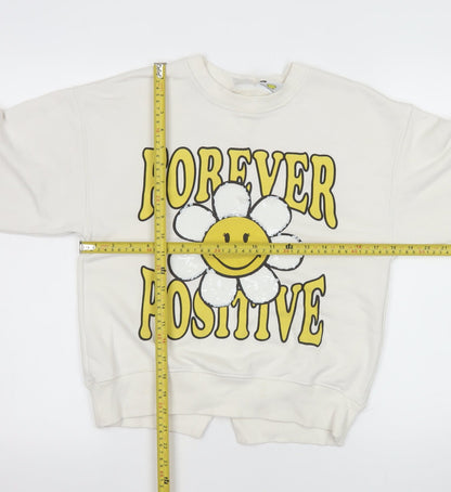 Teens UK Size 10 Zara White Pullover Sweatshirt