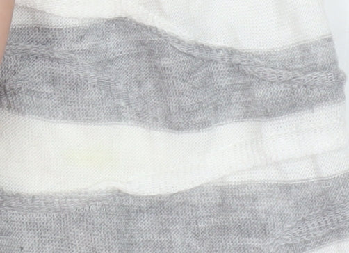 Phase Eight Women's Grey Striped Knit Boat Neck 3/4 Sleeve T-Shirt Size 12