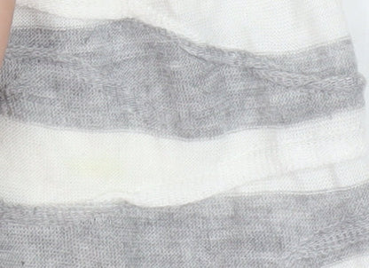 Phase Eight Women's Grey Striped Knit Boat Neck 3/4 Sleeve T-Shirt Size 12