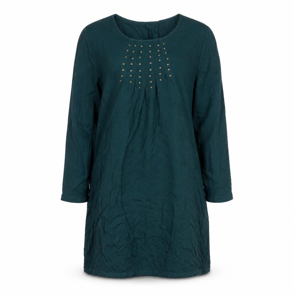 Together Women Green Size 14 Shift Dress Studded Long Sleeve