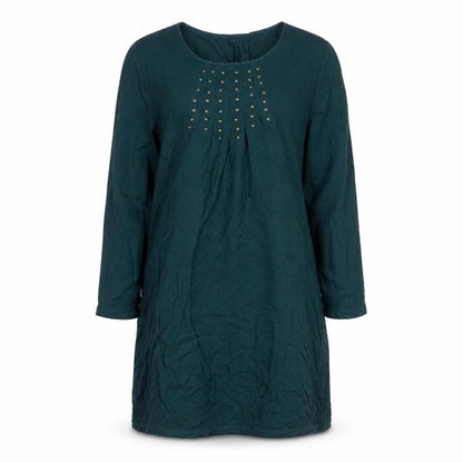 Together Women Green Size 14 Shift Dress Studded Long Sleeve