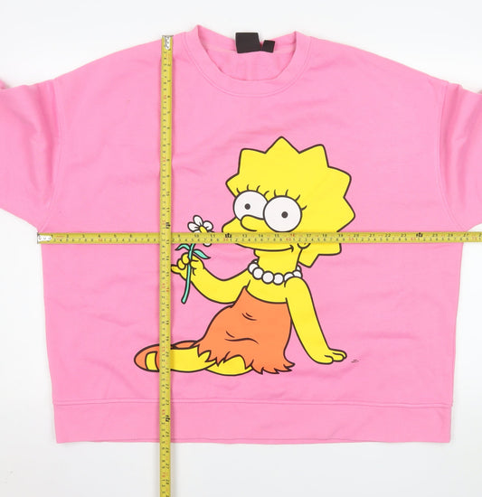 Womens UK Size XL The Simpsons Pink Pullover Sweatshirt