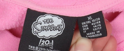 Womens UK Size XL The Simpsons Pink Pullover Sweatshirt