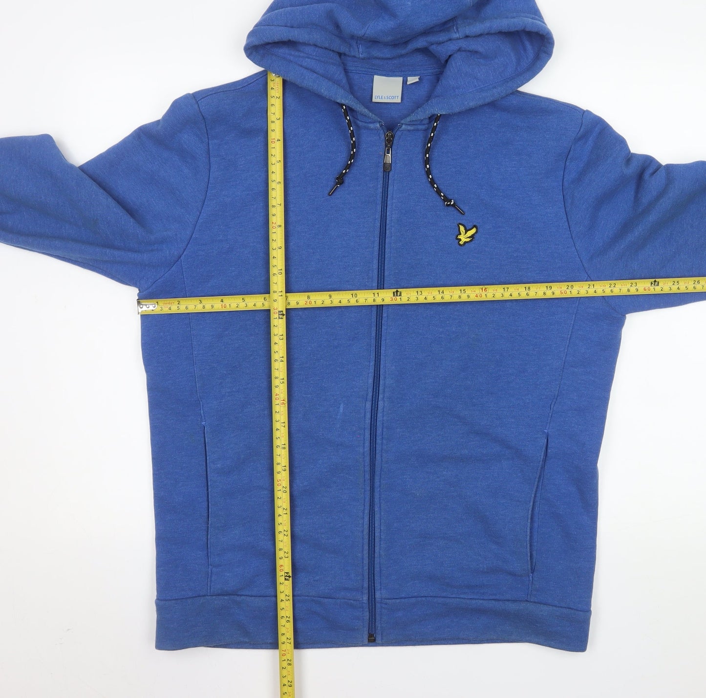 Lyle & Scott Men Blue Full Zip Hooded Basic Jacket Size L