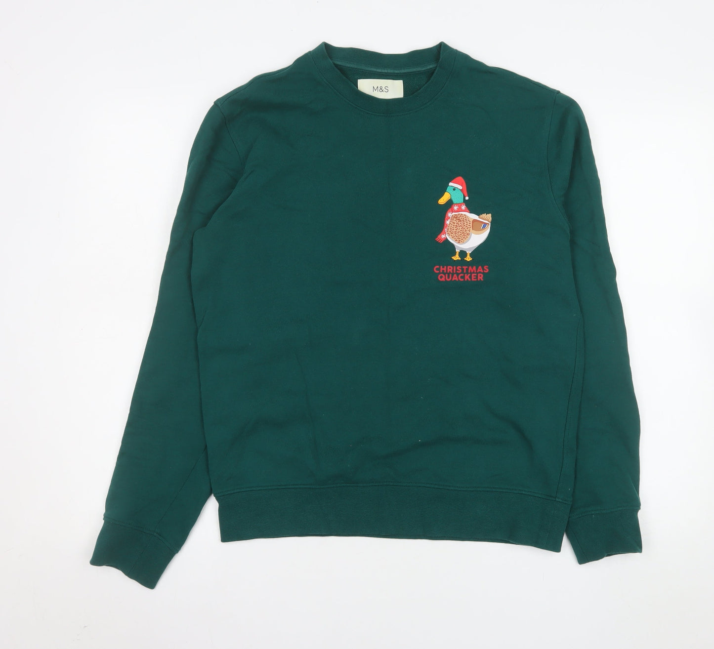 Mens UK Size S Marks and Spencer Green Pullover Sweatshirt