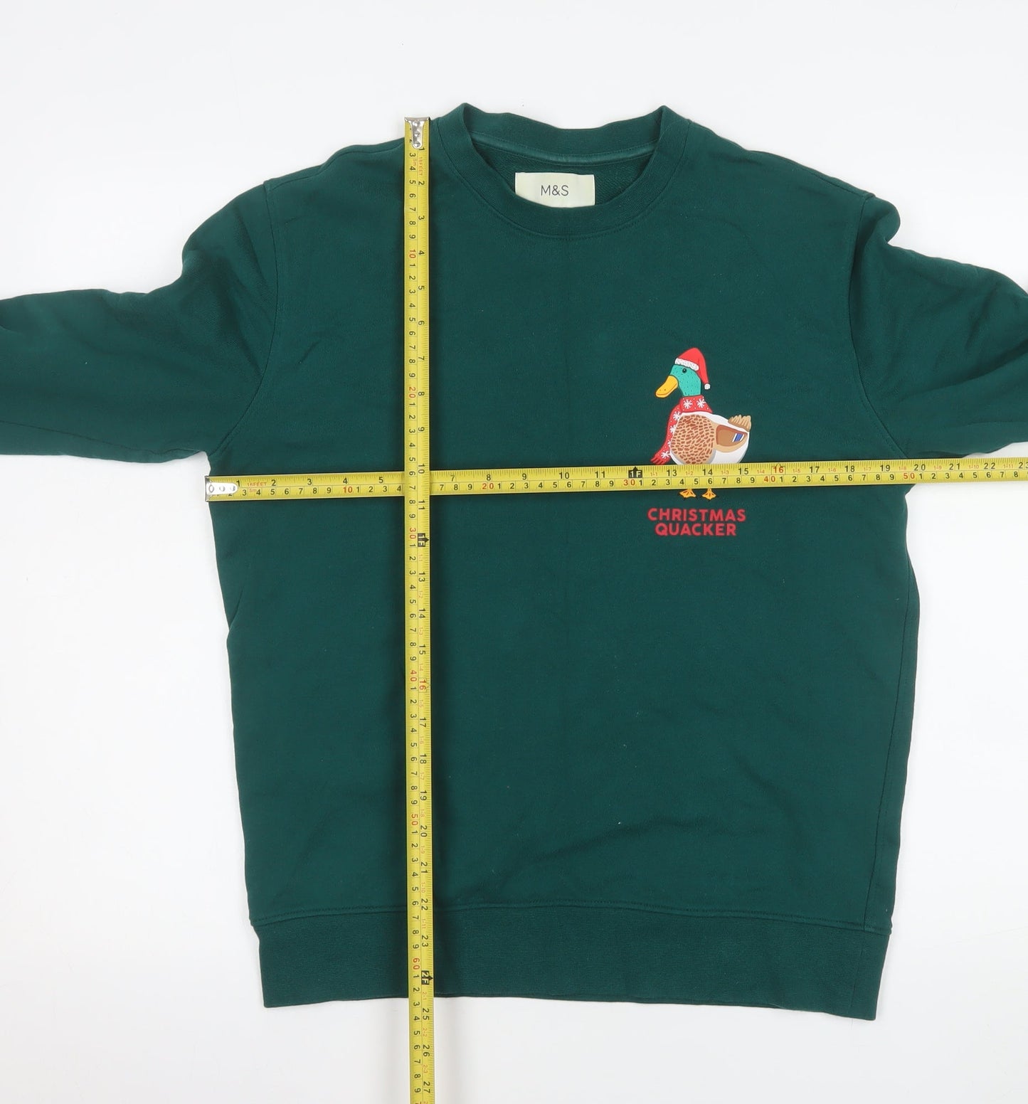 Mens UK Size S Marks and Spencer Green Pullover Sweatshirt