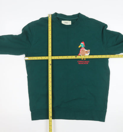 Mens UK Size S Marks and Spencer Green Pullover Sweatshirt