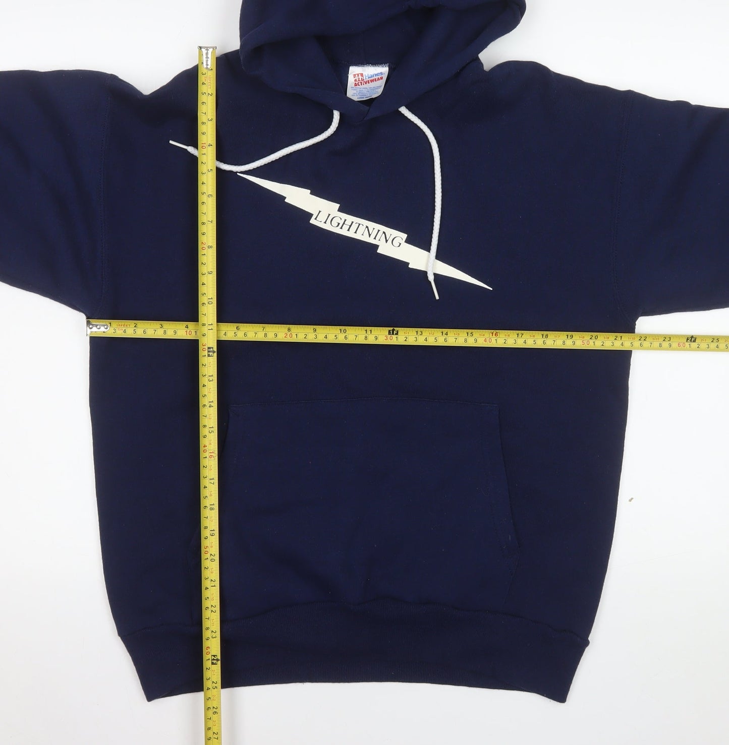 Mens UK Size L Hanes Blue Pullover Hoodie