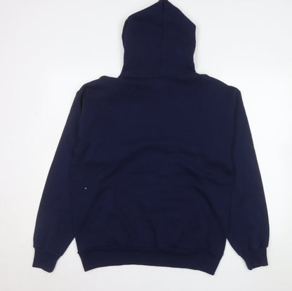 Mens UK Size L Hanes Blue Pullover Hoodie