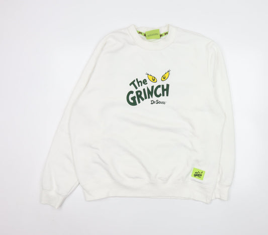Primark x Dr. Seuss Women's White The Grinch Pullover Sweatshirt L