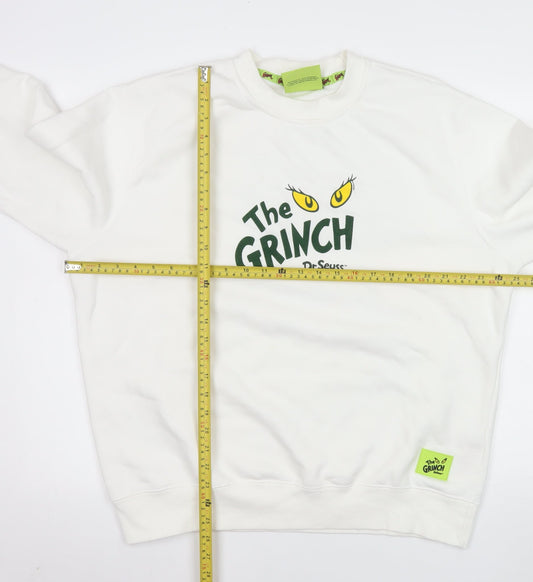 Primark x Dr. Seuss Women's White The Grinch Pullover Sweatshirt L