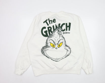 Womens UK Size L Primark White Pullover Sweatshirt