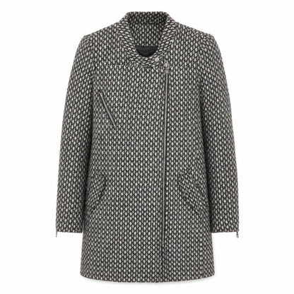 Next Women's Grey Wool Blend Biker Coat Size 6 Asymmetric Zip