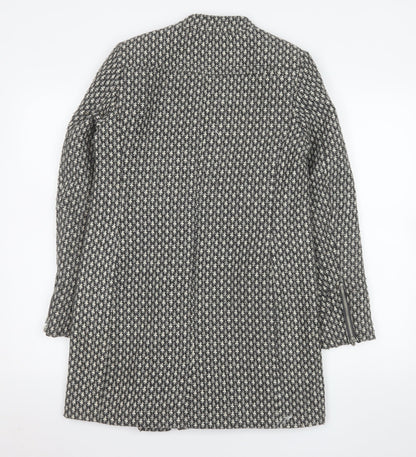 Next Women's Grey Wool Blend Biker Coat Size 6 Asymmetric Zip