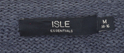 Isle Essentials Womens Blue Open Knit Long Sleeve Cardigan Size 14-16