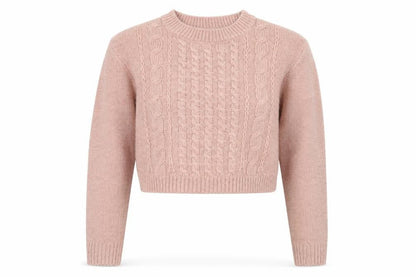 H&M Divided Women’s Pink Cable Knit Cropped Jumper Size S