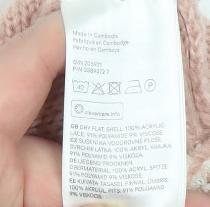 H&M Divided Women’s Pink Cable Knit Cropped Jumper Size S
