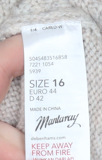 Womens UK Size 16 Mantaray Beige Pullover Jumper
