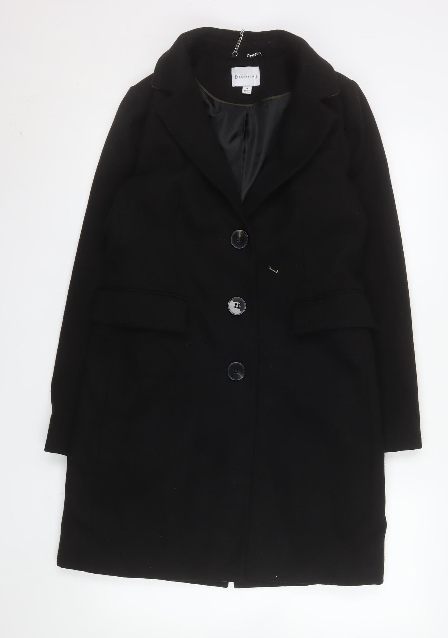 Womens UK Size 8 Warehouse Black Overcoat