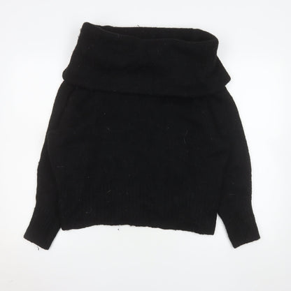 H&M Women’s Black Cowl Neck Long Sleeve Pullover Jumper Size 12