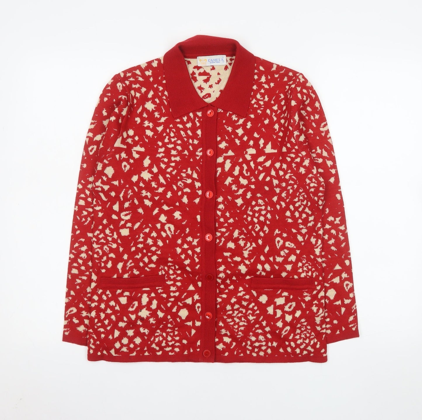 Womens UK Size M Camela Red Cardigan Jumper