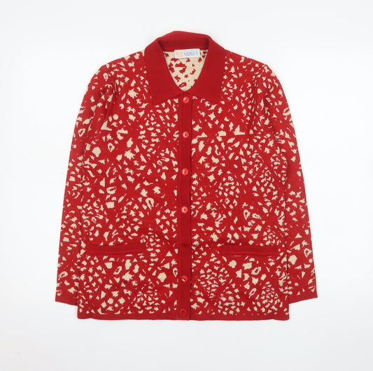Womens UK Size M Camela Red Cardigan Jumper