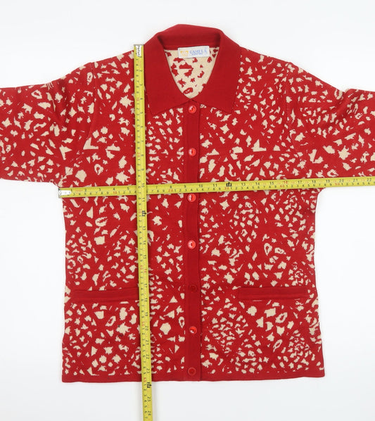 Womens UK Size M Camela Red Cardigan Jumper