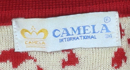 Womens UK Size M Camela Red Cardigan Jumper