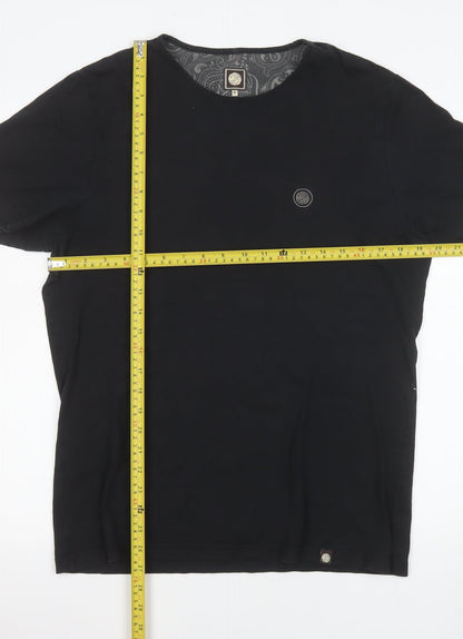 Pretty Green Women's Black Cotton Crew Neck T-Shirt M