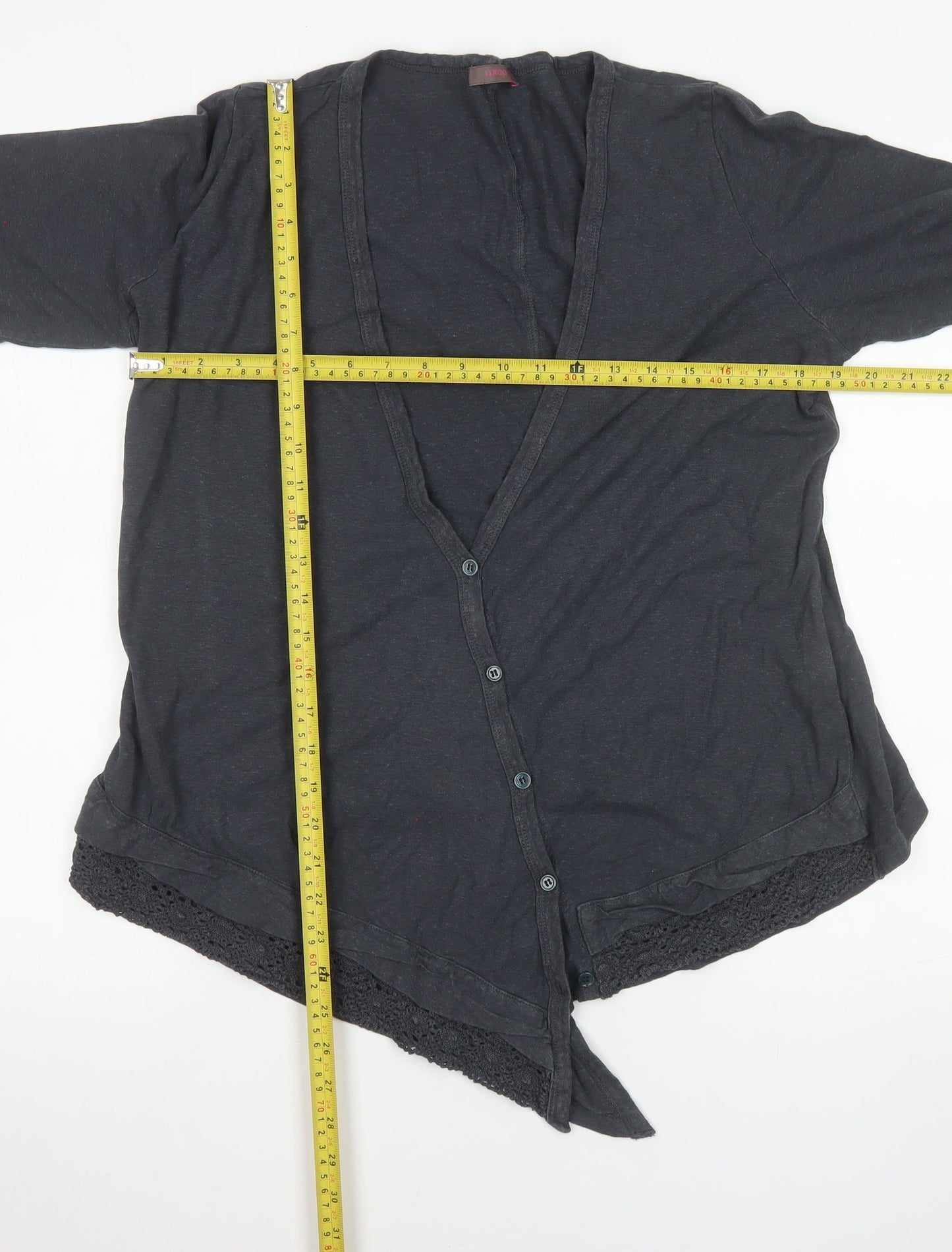 Womens UK Size 12 Wrap Black Tunic Blouse
