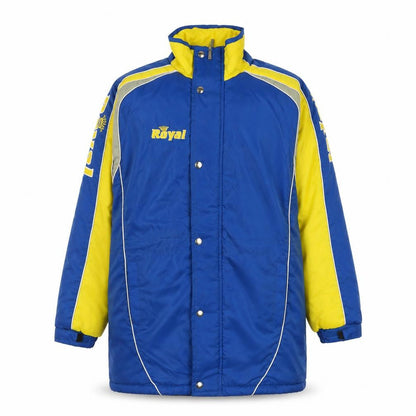 Royal Men's Blue and Yellow Lined Waterproof Parka Jacket Size S