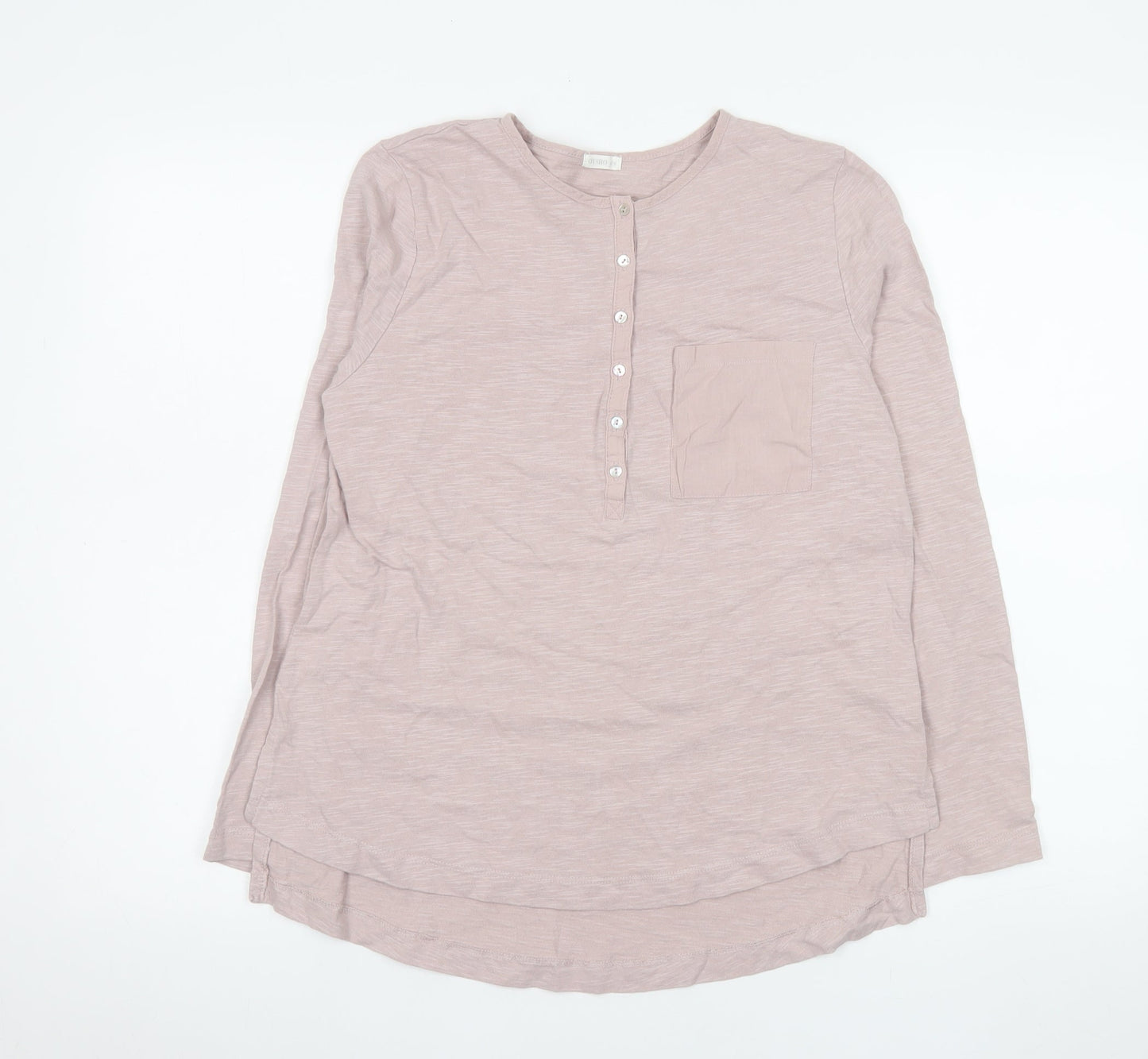 Oysho Womens Pink Long Sleeve Henley Button-Up Cotton Top M