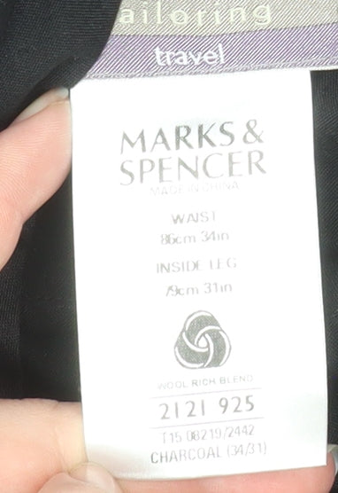 Mens UK Size M Marks and Spencer Regular Fit Dress Pants Grey Trousers