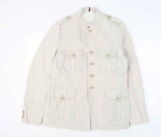 Mexx Men's Beige Cotton Linen Military Jacket XL