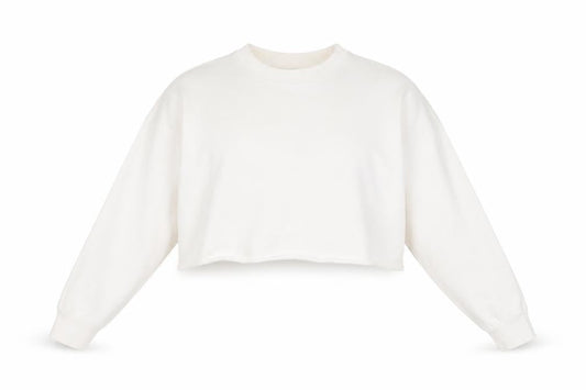 Front view of Missguided Women White, size 8, Crew Neck Cropped jumper