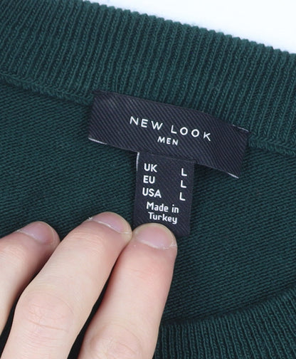 Mens UK Size L New Look Green Pullover Jumper