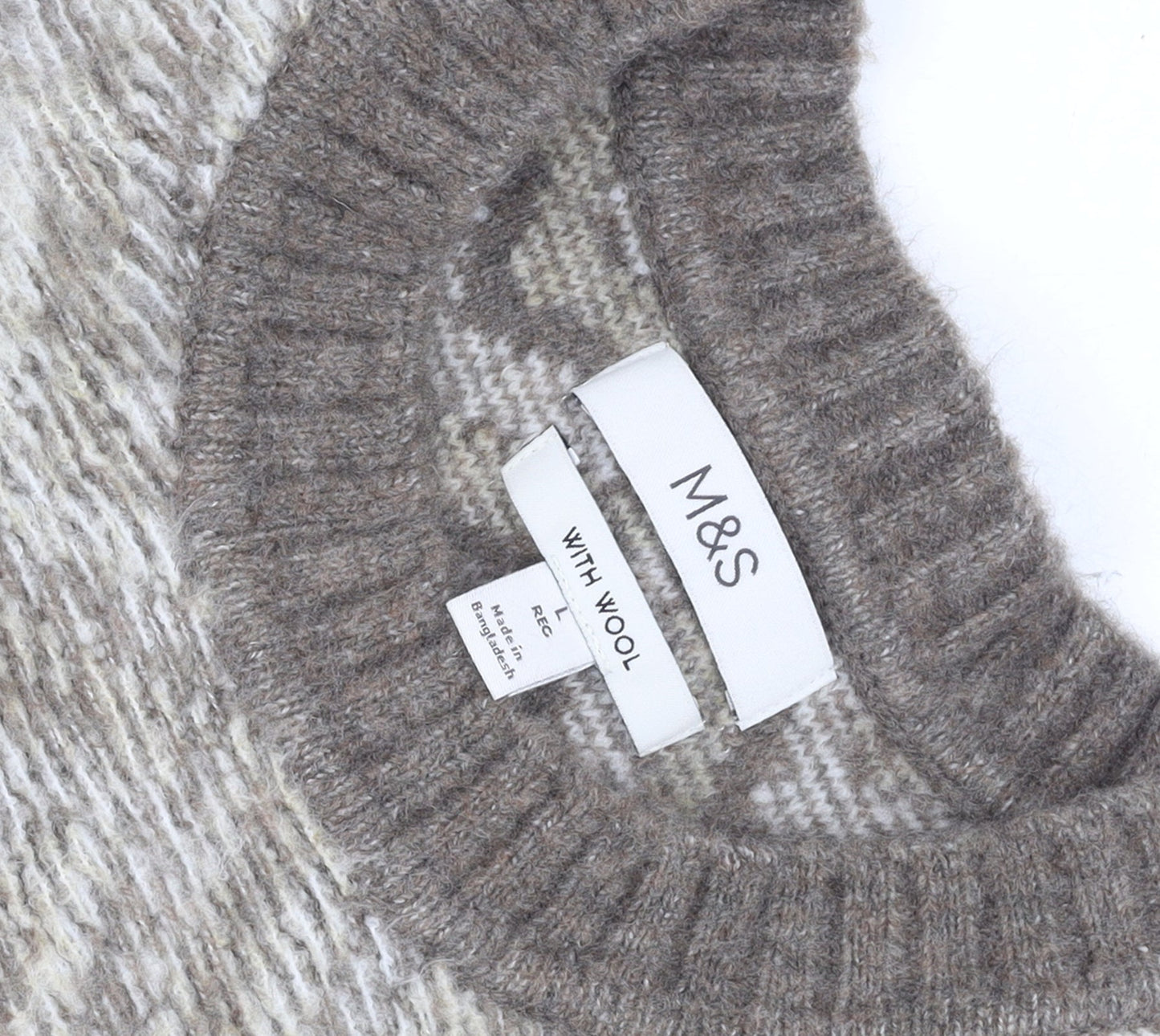 Mens UK Size L Marks and Spencer Beige Pullover Jumper