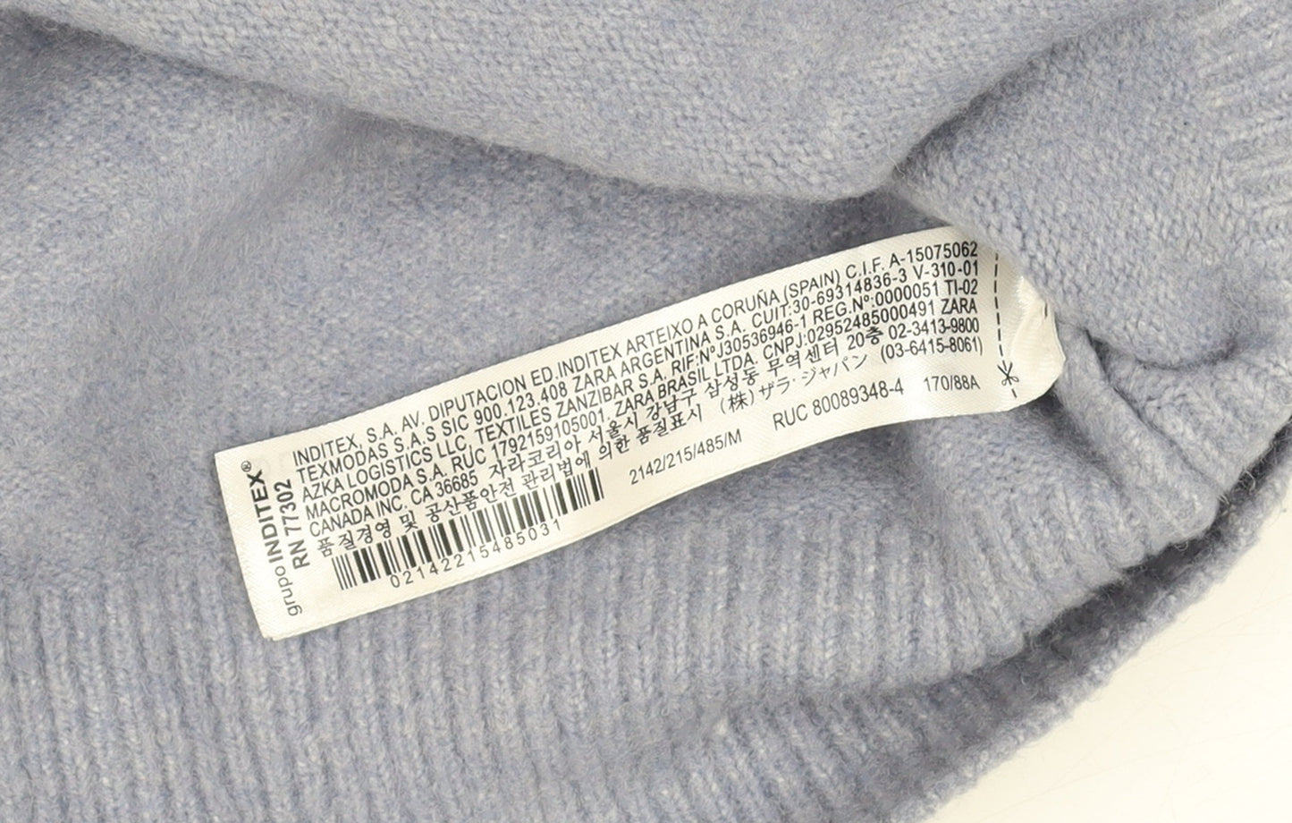 Womens UK Size 12 Zara Blue Pullover Jumper