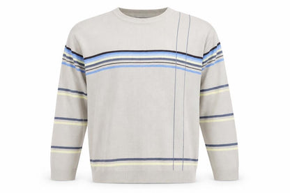 Matinee Men’s Beige Striped Acrylic Pullover Jumper L