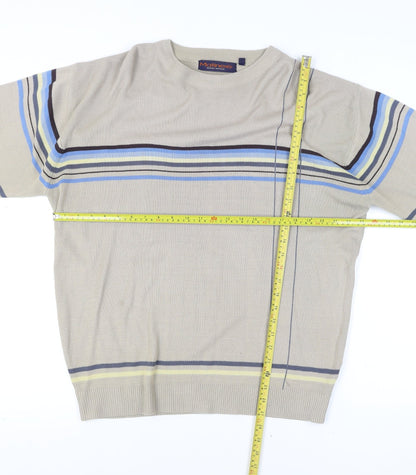 Matinee Men’s Beige Striped Acrylic Pullover Jumper L
