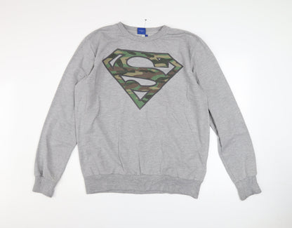 Superman Men's Grey XL Pullover Sweatshirt with Camo Logo
