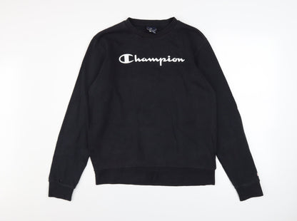 Champion Boys Black Pullover Sweatshirt 15-16 Years Logo Fleece Crew Neck